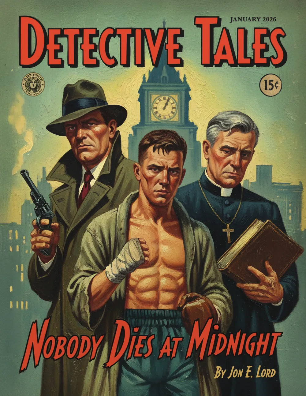 Cover of Detective Tales, Vol. One, Number One: Nobody Dies at Midnight by Jon E. Lord.